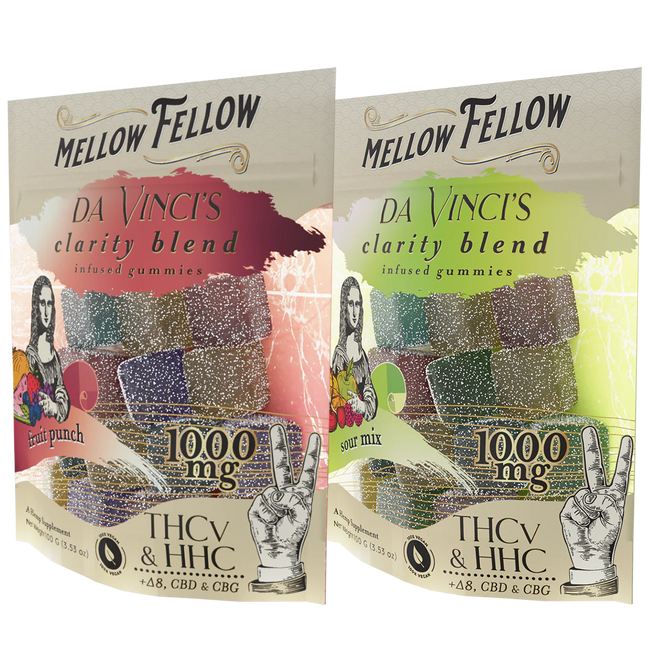Mellow Fellow Da Vinci’s Clarity Blend M-Fusions BAGS 2 Pack Bundle - CBD, CBG, HHC, D8, THCv - 50mg Per Gummy Best Sales Price - Bundles