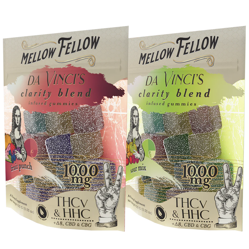 Mellow Fellow Da Vinci’s Clarity Blend M-Fusions BAGS 2 Pack Bundle - CBD, CBG, HHC, D8, THCv - 50mg Per Gummy Best Sales Price - Bundles