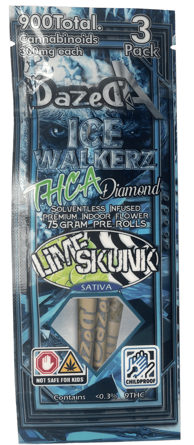 DazedA THC-A Diamonds Icewalkers 3-Pack Pre-Rolls (2.25g) Best Sales Price - Pre-Rolls