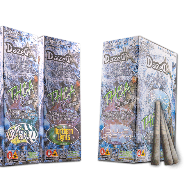 DazedA THC-A Diamonds Icewalkers 3-Pack Pre-Rolls (2.25g) Best Sales Price - Pre-Rolls