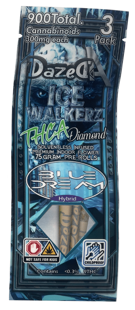 DazedA THC-A Diamonds Icewalkers 3-Pack Pre-Rolls (2.25g) Best Sales Price - Pre-Rolls