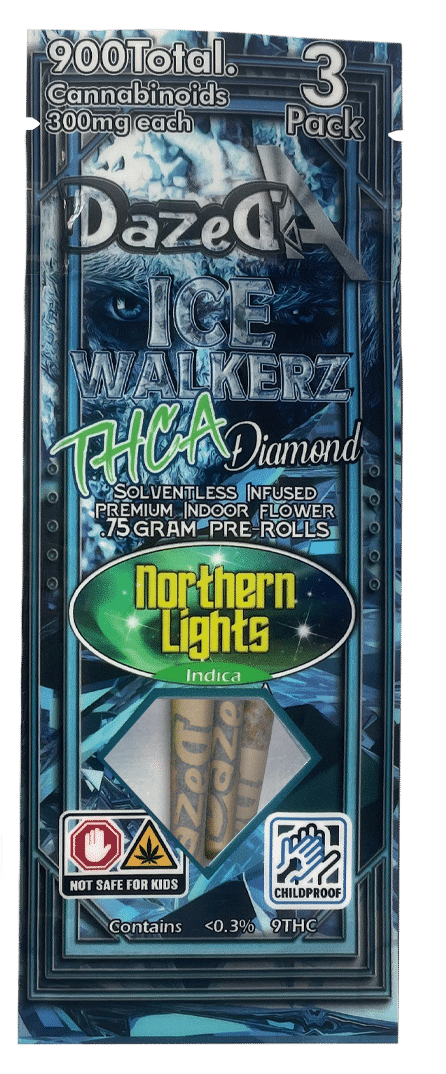 DazedA THC-A Diamonds Icewalkers 3-Pack Pre-Rolls (2.25g) Best Sales Price - Pre-Rolls