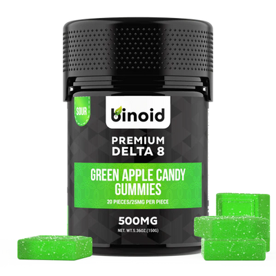 Delta 8 THC Gummies Green Apple Candy Binoid Best Sales Price - Gummies