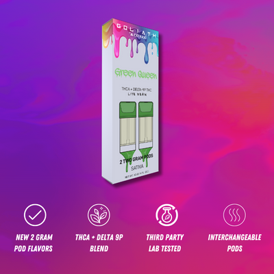 Delta Extrax Green Queen | 2G Pods Duo | Goliath Best Sales Price - Vape Cartridges