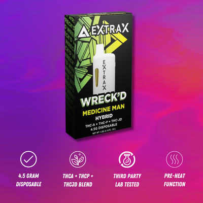 Delta Extrax Medicine Man | Disposable THCA 4.5G | Wreck’d Best Sales Price - Vape Pens