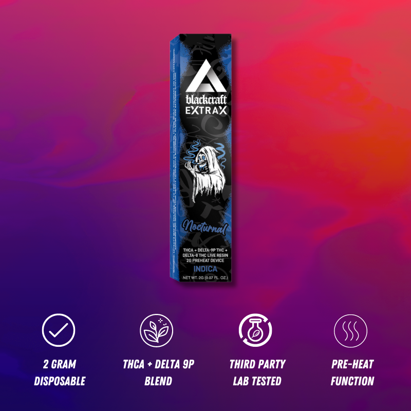Delta Extrax Nocturnal | Pre-Heat Disposable 2G | Blackcraft Extrax Best Sales Price - Vape Pens