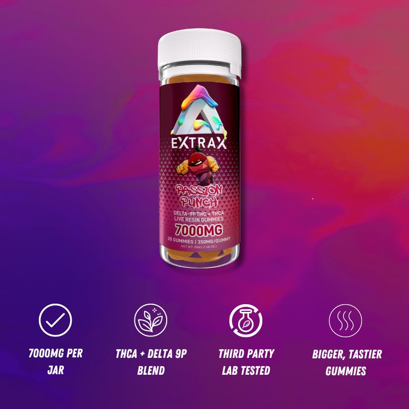 Delta Extrax Passion Punch | Gummies THCa 7000mg | Adios Blend Best Sales Price - Gummies