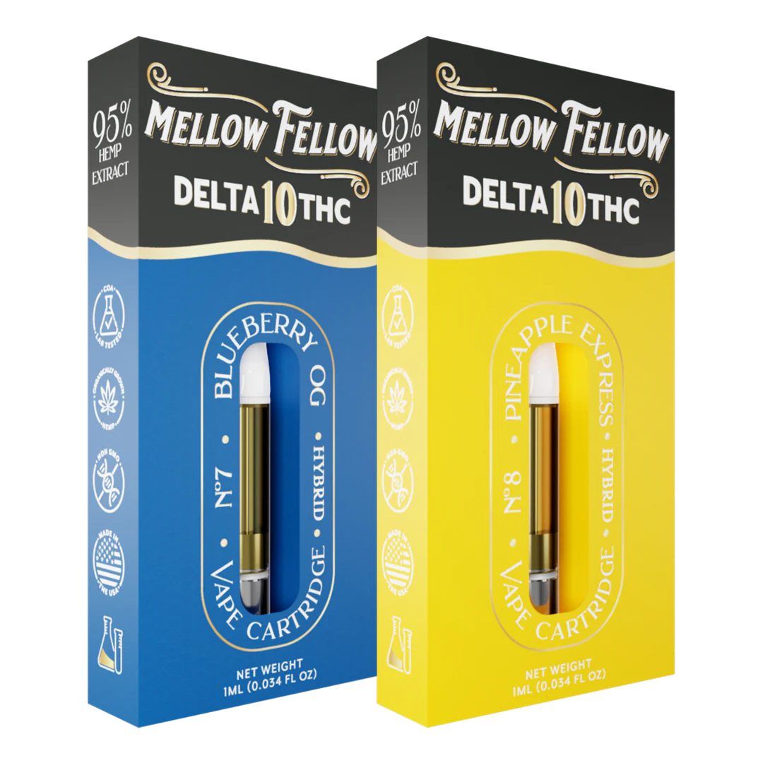 Mellow Fellow Delta 10 1ml Vape Cartridge Bundle (2 Pack) | Hybrid Best Sales Price - Bundles