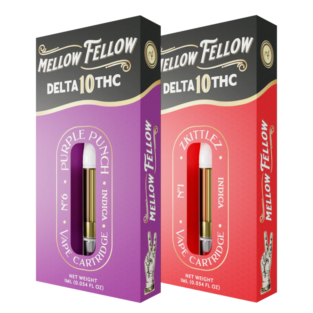 Mellow Fellow Delta 10 1ml Vape Cartridge Bundle (2 Pack) | Indica Best Sales Price - Bundles