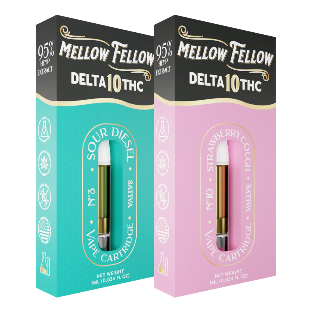 Mellow Fellow Delta 10 1ml Vape Cartridge Bundle (2 Pack) | Sativa Best Sales Price - Bundles