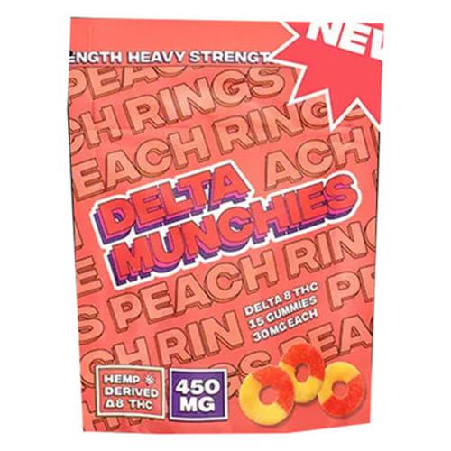 Delta Munchies - Delta 8 Edible - Peach Rings Gummies - 10mg-30mg Best Sales Price - Gummies