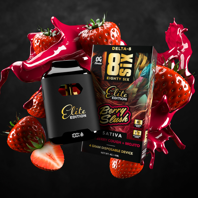 Eighty Six Brand Berry Slush Elite Edition Delta-8 THC 4G Disposable (Strawberry Cough) Best Sales Price - Vape Pens