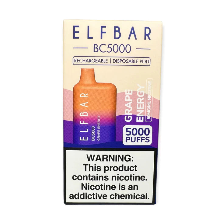 Elf Bar BC5000 Puffs Disposable Vape 13ML Grape Energy Best Sales Price - Disposables