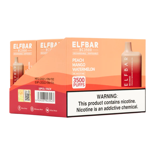 Elf Bar BC3500 Disposable Kit 3500 Puffs 650mAh Peach Mango Watermelon Best Sales Price - Disposables