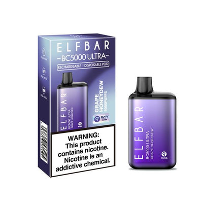 Elf Bar Ultra Blue 50MG Grape Honeydew Best Sales Price - Disposables