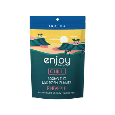 Enjoy Hemp Live Rosin Chill Delta 9 THC 600mg Gummies Indica-Infused Pineapple Best Sales Price - Gummies