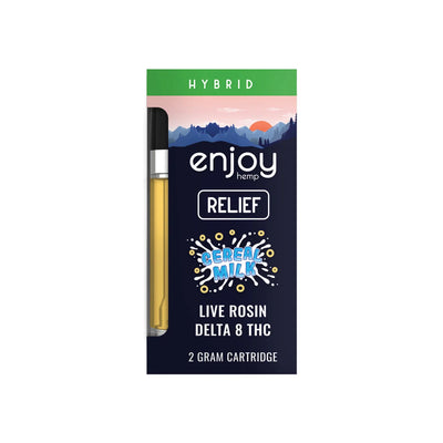 Enjoy Hemp Live Rosin Delta 8 THC 2G Cartridge for Relief - Cereal Milk Hybrid Best Sales Price - Vape Cartridges