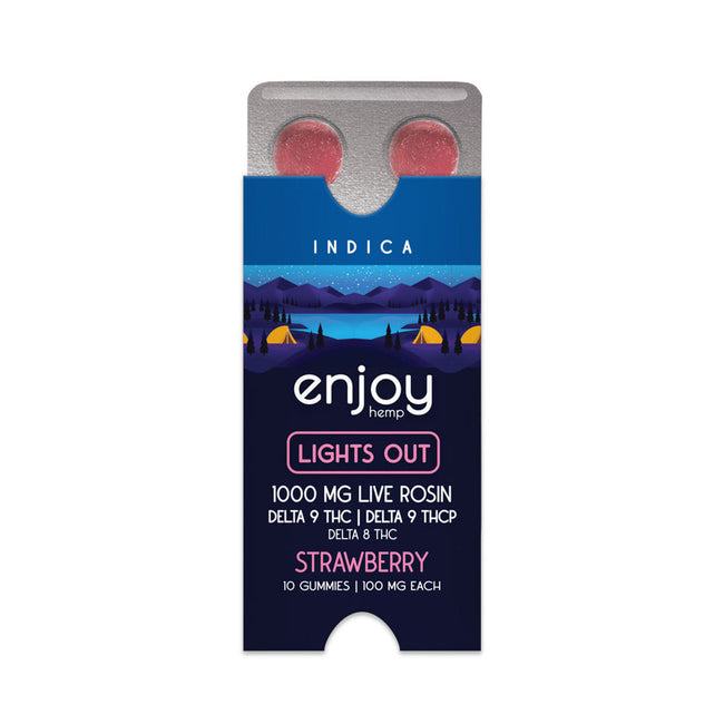Enjoy Hemp Live Rosin Indica-Infused Strawberry Delta9 THC-P+ Delta 9 + Delta 8 Gummies for Lights Out - 1000 mg Best Sales Price - Gummies
