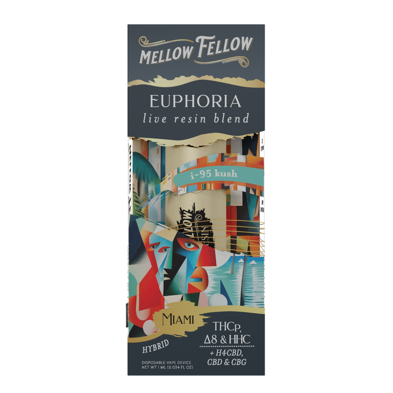 Mellow Fellow Euphoria Miami - i-95 Kush - Hybrid - 1ml Live Resin Disposable Vape Best Sales Price - Vape Pens