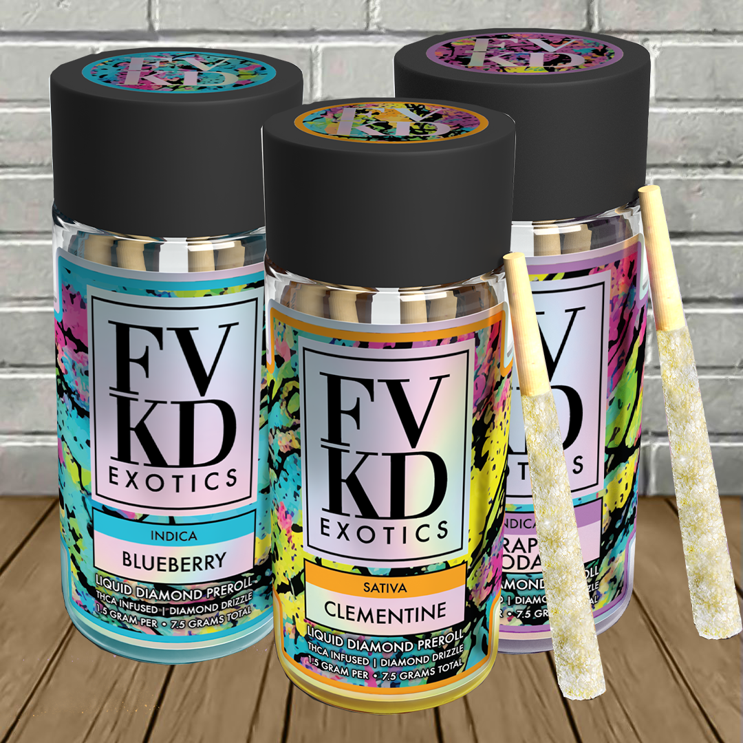 FVKD Exotics THCa Liquid Diamond Pre-Rolls 5ct 7.5g Best Sales Price - Pre-Rolls