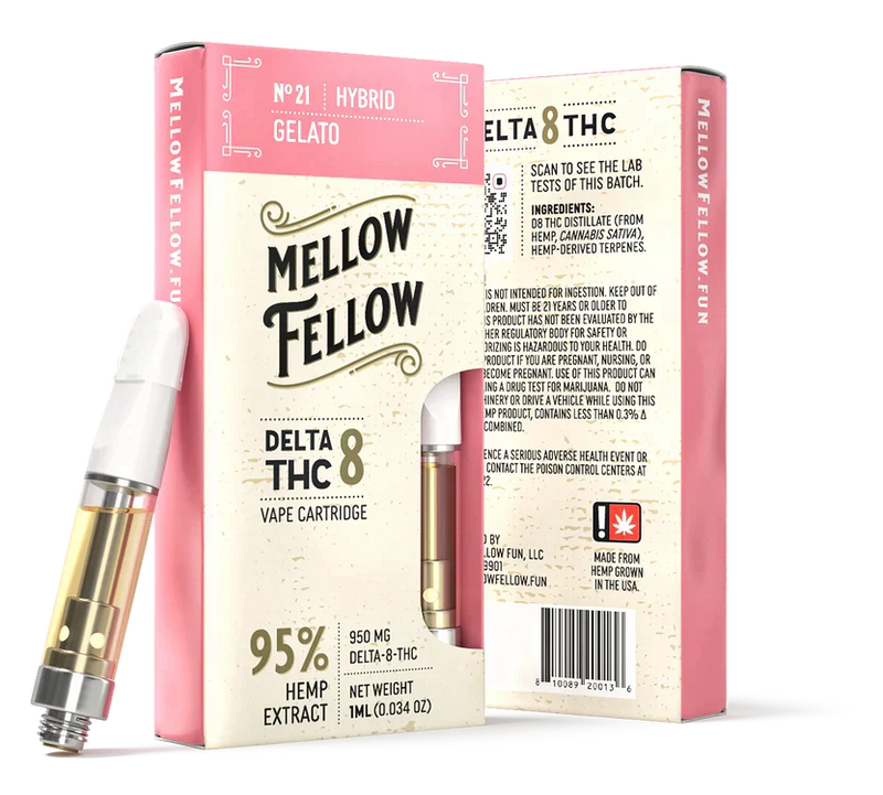 Mellow Fellow Gelato (Hybrid) Delta 8 1ml Vape Cartridge