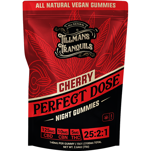 Tillmans Tranquils Cherry CBD Gummies for Sleep 140mg Total – 25:2:1 Best Sales Price - Gummies