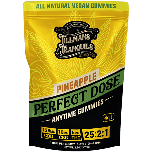Tillmans Tranquils Pineapple Boost CBD CBG Gummies + THC 140mg Total Best Sales Price - Gummies
