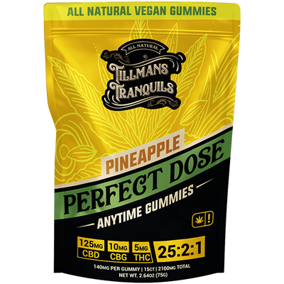 Tillmans Tranquils Pineapple Boost CBD CBG Gummies + THC 140mg Total Best Sales Price - Gummies