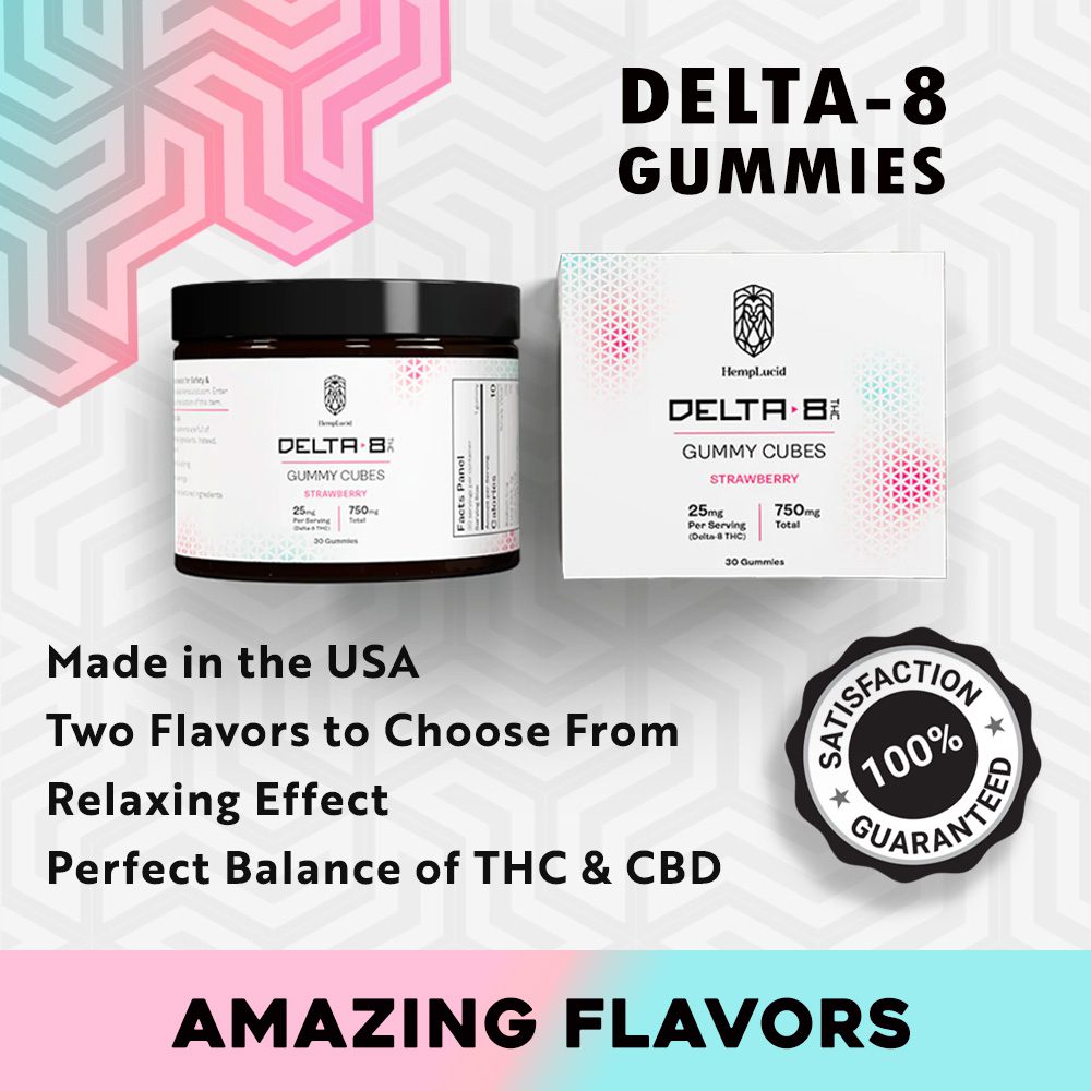 Hemplucid Delta 8 THC Gummy Cubes 750mg – 30 Count Best Sales Price - Gummies