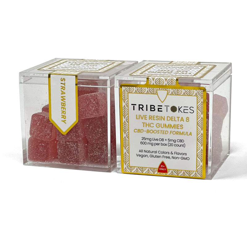 TribeTokes 2-Pack Live Resin Delta 8 THC Gummies | 600mg | CBD-Boosted | Strawberry (Save $10) Best Sales Price - Gummies