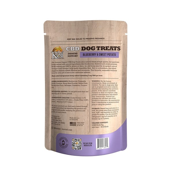 Koi CBD Dog Treats | Immune Support | Blueberry; Sweet Potato 150mg 30ct Best Sales Price - Gummies