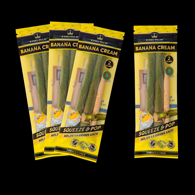King Palm Banana Cream Flavor Slim Pre Rolled Cones - 4 Pack Best Sales Price - Pre-Rolls