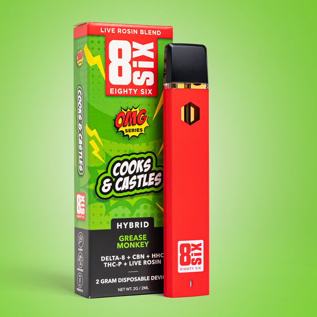 Eighty Six Cooks & Castles Live Rosin Blend 2G Disposable (Grease Monkey) Best Sales Price - Vape Pens