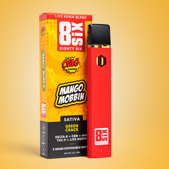 Eighty Six Mango Mobbin’ Live Rosin Blend 2G Disposable (Green Crack) Best Sales Price - Vape Pens