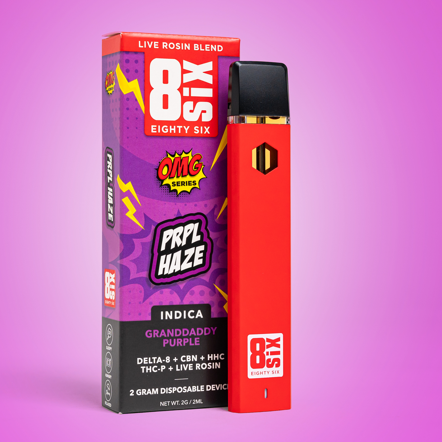 Eighty Six PRPL Haze Live Rosin Blend 2G Disposable (Granddaddy Purple) Best Sales Price - Vape Pens