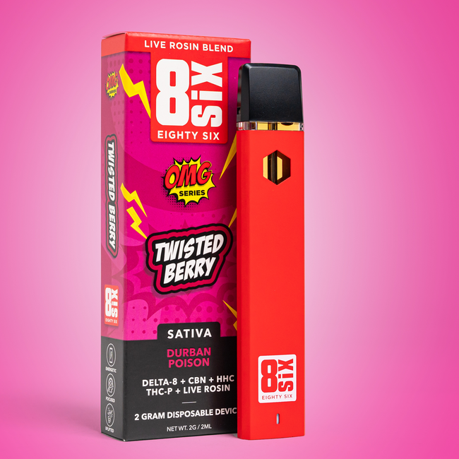 Eighty Six Twisted Berry Live Rosin Blend 2G Disposable (Durban Poison) Best Sales Price - Vape Pens