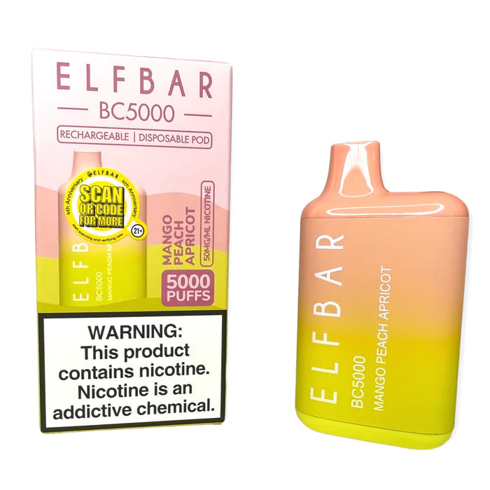 ELF BAR BC5000 5000 Puffs Disposable Vape 13ML Mango Peach Apricot Best Sales Price - Disposables