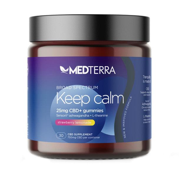 Medterra - CBD Edible - Keep Calm Broad Spectrum Gummies - Strawberry Lemonade - 25mg Best Sales Price - Edibles