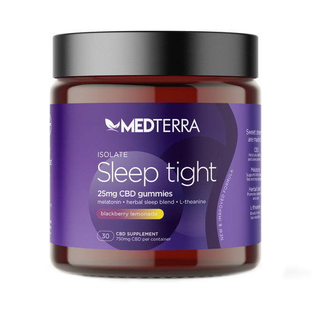 Medterra - CBD Edible - Sleep Tight Isolate Gummies - Blackberry Lemonade - 25mg Best Sales Price - Edibles