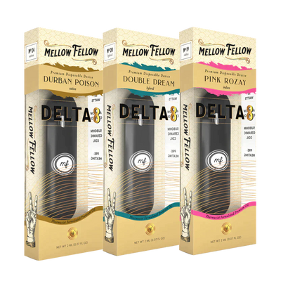 Mellow Fellow Delta 8 Premium 2ml Disposable Vape Bundle - 3 Pack - Sativa, Hybrid, Indica