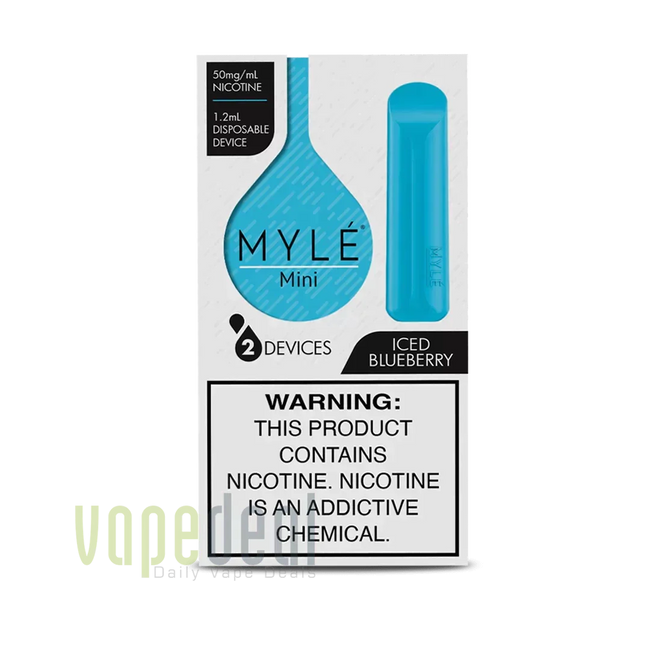 Myle Mini Disposable Pods 320 Puffs - 2 Pack Devices - Iced Blueberry Best Sales Price - Disposables