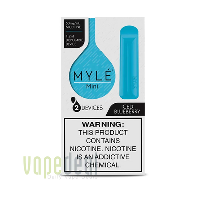 Myle Mini Disposable Pods 320 Puffs - 2 Pack Devices - Iced Blueberry Best Sales Price - Disposables
