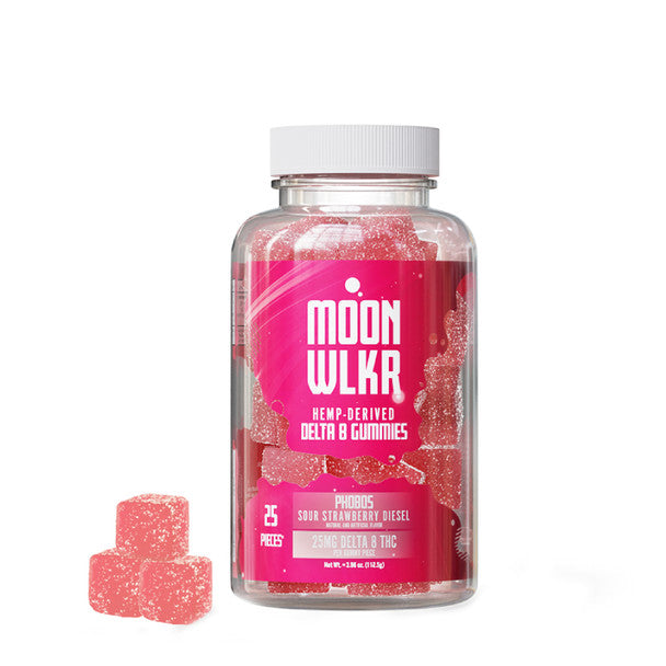 MoonWLKR - Delta 8 Edible - Phobos Gummies - Sour Strawberry - 625mg Best Sales Price - Gummies