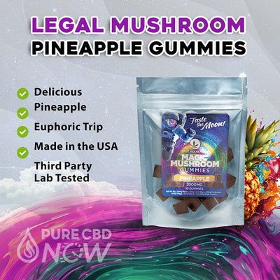 Blue Moon Hemp Legal Mushroom Pineapple Gummies 2000mg (10ct) Best Sales Price - Gummies