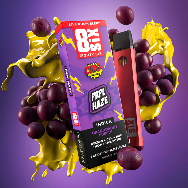 Eighty Six PRPL Haze Live Rosin Blend 2G Disposable (Granddaddy Purple) Best Sales Price - Vape Pens