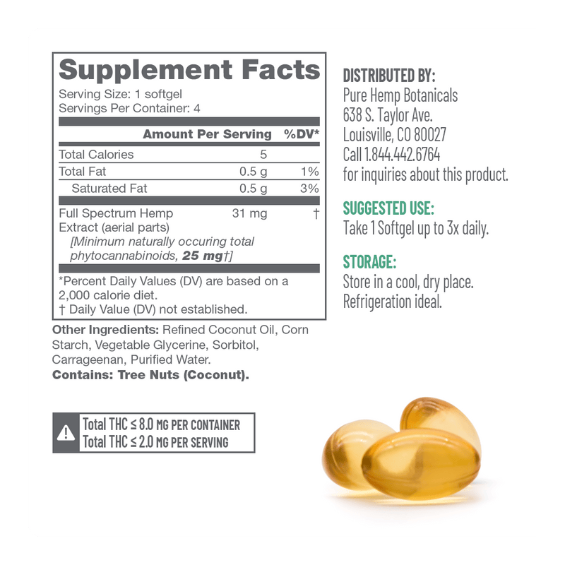 Softgels Sachet 100mg CBD by Pure Hemp Botanicals Best Sales Price - Gummies