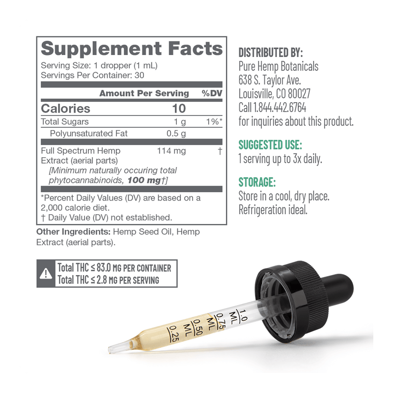 3,000mg Pure Balance Full Spectrum CBD Tincture by Pure Hemp Botanicals Best Sales Price - Tincture Oil