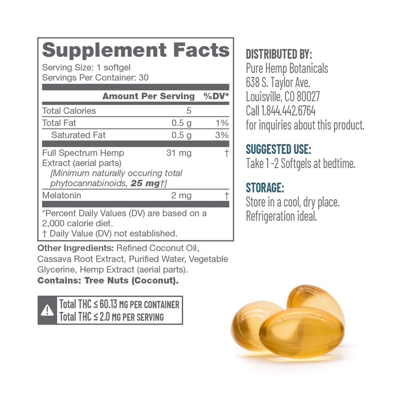 900mg Pure Sleep CBD Softgels by Pure Hemp Botanicals Best Sales Price - Edibles