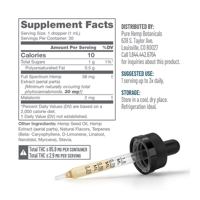 900mg Pure Sleep CBD + CBN Tincture by Pure Hemp Botanicals Best Sales Price - Tincture Oil