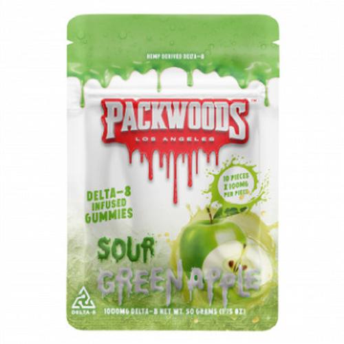 Packwoods - Delta 8 Edible - D8 Gummies - Sour Green Apple - 100mg Best Sales Price - Gummies